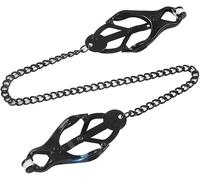 Nipple Clamps with Chain Non-Piercing Nipple Clamps for Women Breast Sexual Pleasure Nipple Clips for Women Adults Couple Role Play Game - Black