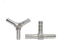 Nipple Connector Pipe Fitting Barb,6/8/10/12/13/14/15/16/20/25mm Hose Tee Y Shape 3 Ways Hosetail Splicer Splitter 304 Stainless Water Gas Fuel(Silver T Shape,20mm)