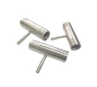 Nipple Connector Pipe Fitting Barb,6 8 10 12 14 16 19 20 25 32 38-51mm Hose Reducer Tee 3 Ways Splitter 304 Stainless Steel Hosetail Coupler(51 25 51mm)