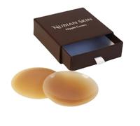 Nipple Covers for Dark Skin Tones, Reusable Silicone Pasties, 8cm Diameter, Set of 2, with Travel Box (Caramel/Cafe-au-Lait)