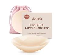 Nipple Covers for Women, 10cm Large Reusable Silicone Pasties, Invisible Adhesive Breast Petals, Ultra-Thin No Show Nipple Covers for Backless, Strapless, Off Shoulder Dresses & Formal Gowns, Ivory