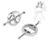 Nipple Rings Stainless Steel Clip on Nipple Rings,Non-Piercing Nipples Shields Rings Nipple Rings, Adjustable Pressure Nipple Rings (A)