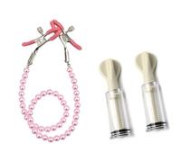 Nipple Suckers and Nipple Clips,Breast Clamps Screw Clip,Cupping Therapy Set, Stainless Steel Non Piercing Nipple Rings Decorative Clip, for Women/Men (Pearl Powder)