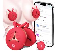 Nipple Toys Vibrator Sex Toys, 4 in 1 APP Remote Control Adult Toys BDSM Toys 1 Pair Women Vibrator Dildos with 10 Tongue Licking Vibrating Nipple Clamps Stimulator Sexual Pleasure Tools for Women