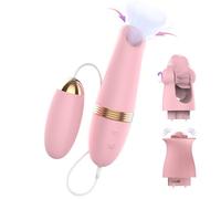 Nipple Vibrator Sucking Wand Vibrator, 4in1 Mini Vibrator G-spot Vibrator with Sucking & Licking & Pinwheel Vibrating, Women Clitoral Stimulation Couples Pleasure Adult Sex Toys & Games