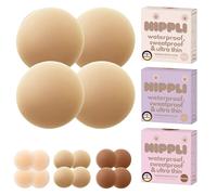 Nippli Premium Nipple Cover - Nipple Pads Washable & Reusable - Nipple Cover Ultra Thin Made of Silicone [8 cm] - Self-Adhesive Nipple Cover with High Perfect Hold, tanned, One size