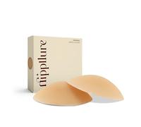 NIPPLLURE Reusable Sticky Adhesive Nipple Covers for Women - Silicone Petals with Travel Box, Dust Honey, (Fits D+ Cups)