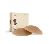 NIPPLLURE Reusable Sticky Adhesive Nipple Covers for Women - Silicone Petals with Travel Box, Toffee Mist, (Fits D+ Cups)