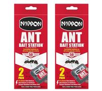Nippon Ant Bait Station, 2 Pack Pre-Baited Ant Trap Stations for Home & Garden, Tamper Resistant to Control Ants without Mess, For Clean, Easy Indoor & Outdoor Domestic Use (2 PK (4 Bait Stations))