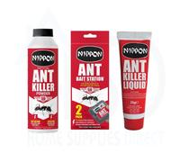 Nippon Ant Control Set - 300g Powder, 25g Gel Tubes + Twin Bait Station Pack - Indoor/Outdoor Colony Eliminator