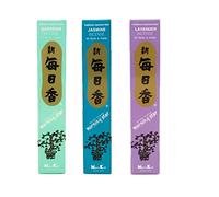 nippon kodo Morning Star Incense Bundle of 3 x 50 Sticks Boxes (Jasmine, Gardenia, Lavender) - Premium Incense Sticks from Japan