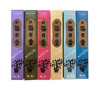 Nippon kodo Morning Star Incense Set of 6 (Lotus, Vanilla, Lavender, Jasmine, Green Tea and Gardenia), 50 Sticks in Each Scent - Traditional Japanese Style