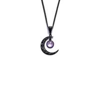 NIQIPOK Black Velvet Moon Choker Necklace for Women Gothic Moon Crystal Pendant Necklace Vintage Crystal Cameo Choker Goth Jewelry Halloween Witch Costume Accessories, One Size, Metal, No Gemstone