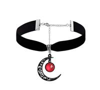 NIQIPOK Black Velvet Moon Choker Necklace for Women Gothic Moon Crystal Pendant Necklace Vintage Crystal Cameo Choker Goth Jewelry Witch Costume Accessories, One Size, Metal, No Gemstone