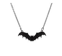 NIQIPOK Gothic Bat Necklace for Women Punk Black Moth Necklace Vintage Halloween Bat Necklace Goth Red Black Crystal Necklace Halloween Cosplay Party Jewelry, Brass, No Gemstone