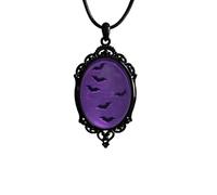 NIQIPOK Halloween Bat Cameo Necklaces Gothic Witch Cameo Necklace Vintage Punk Crystal Glass Pumpkin Raven Pendant Neckalce Victorian Necklace Halloween Jewelry for Women, One Size, Zinc, No Gemstone