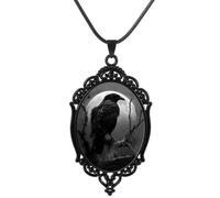 NIQIPOK Halloween Bat Cameo Necklaces Gothic Witch Cameo Necklace Vintage Punk Crystal Glass Pumpkin Raven Pendant Neckalce Victorian Necklace Halloween Jewelry for Women, One Size, Zinc, No Gemstone
