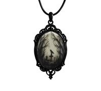 NIQIPOK Halloween Bat Cameo Necklaces Gothic Witch Cameo Necklace Vintage Punk Crystal Glass Pumpkin Raven Pendant Neckalce Victorian Necklace Halloween Jewelry for Women, Zinc, No Gemstone