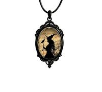 NIQIPOK Halloween Bat Cameo Necklaces Gothic Witch Cameo Necklace Vintage Punk Crystal Glass Pumpkin Raven Pendant Neckalce Victorian Necklace Halloween Jewelry for Women, One Size, Zinc, No Gemstone