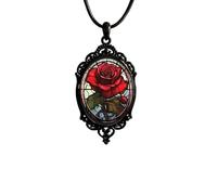 NIQIPOK Halloween Bat Cameo Necklaces Gothic Witch Cameo Necklace Vintage Punk Crystal Glass Pumpkin Raven Pendant Neckalce Victorian Necklace Halloween Jewelry for Women, One Size, Zinc, No Gemstone