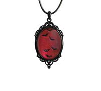 NIQIPOK Halloween Bat Cameo Necklaces Gothic Witch Cameo Necklace Vintage Punk Crystal Glass Pumpkin Raven Pendant Neckalce Victorian Necklace Halloween Jewelry for Women, One Size, Zinc, No Gemstone