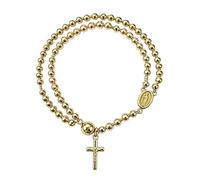 NIQIPOK Handmade Rosary God Beads Bracelet Virgin Mary Cross Double Layer Chain Christian Prayer Beads Crucifix Religious Christian Jewelry, One Size, Alloy Steel, no gemstone