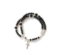 NIQIPOK Handmade Rosary God Beads Bracelet Virgin Mary Cross Double Layer Chain Christian Prayer Beads Crucifix Religious Christian Jewelry, One Size, Alloy Steel, no gemstone