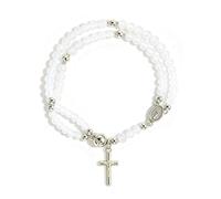NIQIPOK Handmade Rosary God Beads Bracelet Virgin Mary Cross Double Layer Chain Christian Prayer Beads Crucifix Religious Christian Jewelry, One Size, Alloy Steel, no gemstone