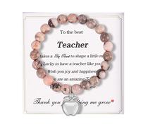 NIQIPOK Teacher Bracelet Gifts with Gift Message Card Teacher Appreciation Gifts from Student, Natural Stone Teachers Apple Bracelets, Copper, no gemstone