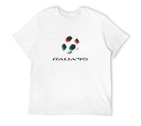 nique Italia 90 T-Shirt Mens Retro 1990 World Cup Retro Top Logo Kit Italy White XL