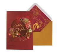 NIQUEA.D Christmas Card, Robin And Flowers, Includes a Holiday Sentiment and Coordinating Envelope (NCC-0006), multicolored, 5" x 7"