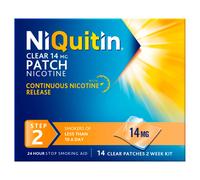 NiQuitin 14 mg Nicotine Patch - Step 2 - Stop Smoking Aid Therapy - 14 Clear Patches for 2 Weeks Treatment - 24h Craving Control - Invisible Nicotine