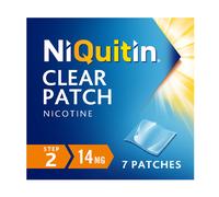 NiQuitin 14 mg Nicotine Patch - Step 2 - Stop Smoking Aid Therapy - 7 Clear Patches for 1 Weeks Treatment - 24h Craving Control - Invisible