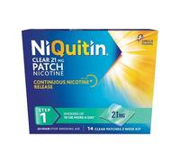 NiQuitin 21 mg Nicotine Patch - Step 1 - Stop Smoking Aid Therapy - 14 Clear Patches for 2 Weeks Treatment - 24h Craving Control - Invisible Nicotine Patches