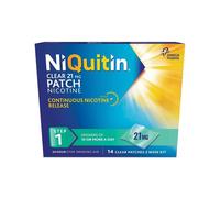 NiQuitin 21 mg Nicotine Patch - Step 1 - Stop Smoking Aid Therapy - 14 Clear Patches for 2 Weeks Treatment - 24h Craving Control -