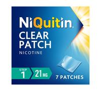 NiQuitin 21 mg Nicotine Patch - Step 1 - Stop Smoking Aid Therapy - 7 Clear Patches for 1 Weeks Treatment - 24h Craving Control - Invisible Nicotine