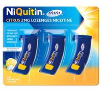 NiQuitin Minis Citrus Nicotine Lozenges 2mg, Pack of 60 | Stop or reduce smoking or vaping, 2mg for people who smoke 20 cigarettes or fewer daily, citrus flavour, pocket-sized Minis