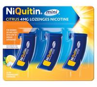 NiQuitin Minis Citrus Nicotine Lozenges 4mg, Pack of 60 | Stop or reduce smoking or vaping, 4mg for people who smoke more than 20 cigarettes daily, citrus, relief starts in 3 minutes