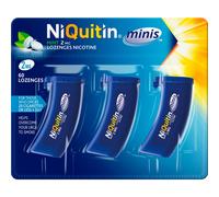 NiQuitin Minis Mint 2 mg Lozenges - Effective Smoking Craving Relief - Practical Pocket-Sized Container - 60 Mini Lozenges - 20 Count (Pack of 3) - N