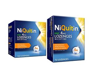 NiQuitin Mint Lozenge - 4 mg, 132 Lozenges - Stop Smoking Aid & Mint Lozenge - 4 mg, 72 Lozenges - Stop Smoking Aid