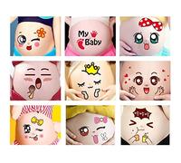 Nirbffo Belly Sticker Girls Bow Love Cute Cartoon Big Eyes Expression Pregnant Facial Photographs Belly Sticker Memento Photo Prop 10 Pieces/Set