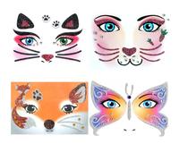 Nirbffo Face Sticker Cat Butterfly Rabbit Fox Butterfly Wings Stars Lightning Fairy Flower Festival Body Painting Decoration Temporary Face Tattoos Party Stickers for Women Pack of 4