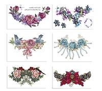 Nirbffo Large Temporary Tattoos for Girls Women Festive Breast Tattoo Fake Waterproof Temporary Tattoos Colourful Flower Bow Lace Trim 6 Sheets