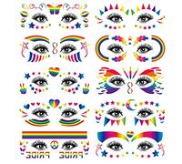 Nirbffo Rainbow Tattoo Pride Temporary Face Tattoos Lgbt Tattoo Sticker Waterproof Rainbow Flag Sticker Party for Women Men Pride Pack of 10