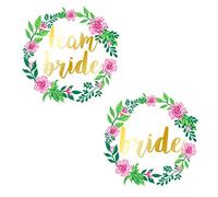 Nirbffo Team Bride Gold Flower Temporary Tattoos for Hen Do Night Bachelorette Party Accessories Decorations Adult Wedding Hand Tattoo Transfers Temporary Team Bride Tattoos+Bride Tattoos 12+2Pieces