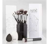 Niré Beauty Professional Makeup Brush Set, Vegan, 15pc, Silver