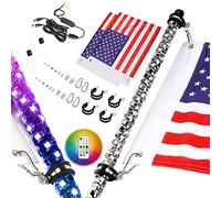 Nirider 2PCS 2ft LED Whip Lights with Flag Pole Remote Control Spiral RGB Chase Light Offroad Warning Lighted Antenna LED Whips for UTV, ATV, Off Road, Truck, Sand, Buggy Dune, RZR, Can-am, Boat