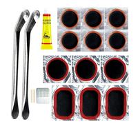 NIRJIK Puncture Repair Kit, Portable Bike Tyre Repair Kit for Bicycles and Motorcycles, Includes 12 Self-Adhesive Patches, Tyre Levers and Metal Rasp, Compact Tyre Maintenance Kit for On-the-Go Use