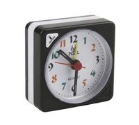 NIRJIK Small Travel Alarm Clock 6cm Black, Analogue Mini Clock with Snooze & Night Light, Glow in the Dark Bedside Alarm Clock, Loud Bell Alarm for Heavy Sleepers, Compact Battery Operated