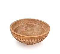 NIRMAN Decorative Bowl Mango Wood Handcrafted Round Wooden Bowl for Rustic Home Décor for Home Styling, Dining Table Decor, Weddings & Gift Use(9" x 9" x 4")